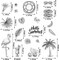 Summer Tree Words Clear Stamps for Card Making, Tropical Beach Flamingo Transparent Rubber Stamps for Bullet Journal DIY Scrapbook Decoration Handmade Crafts Notebook